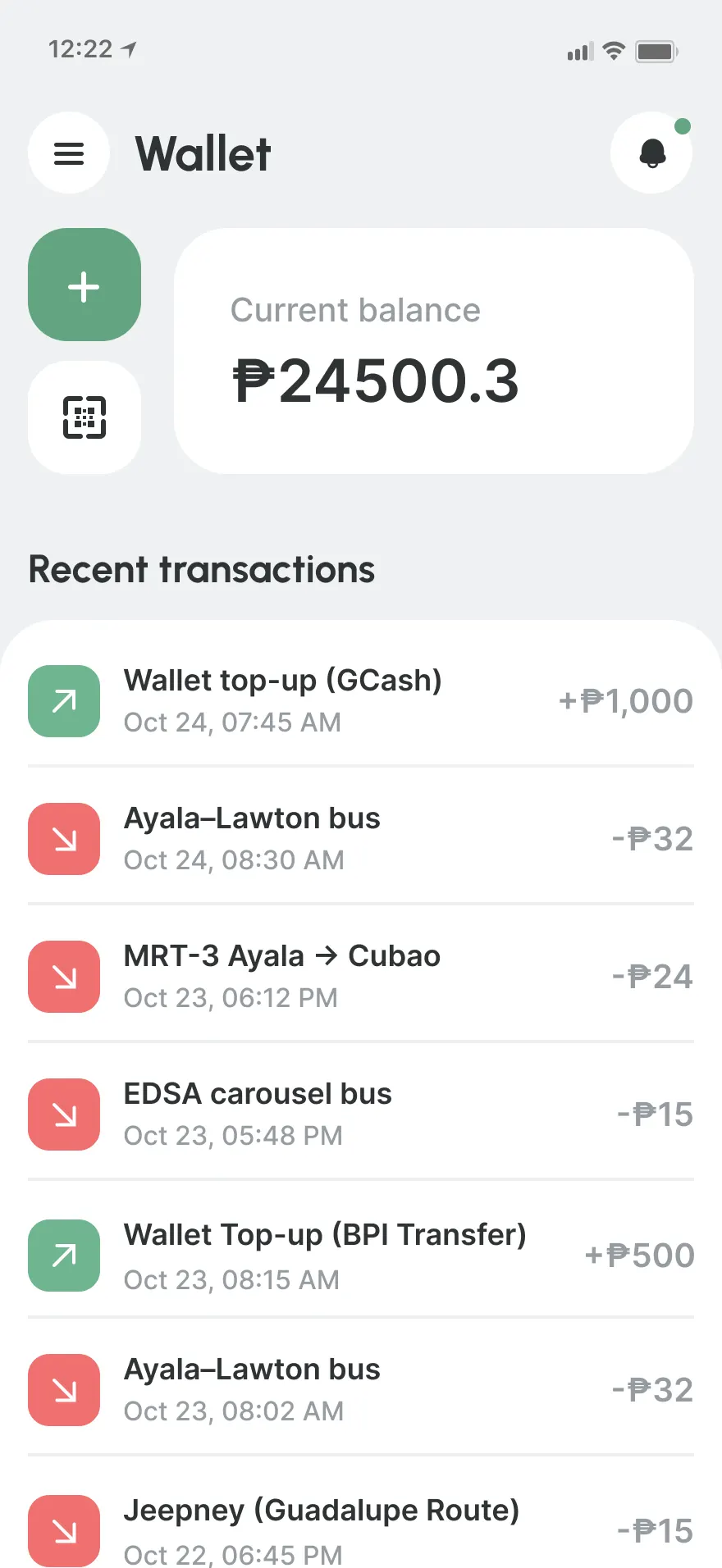 Final design wallet screen