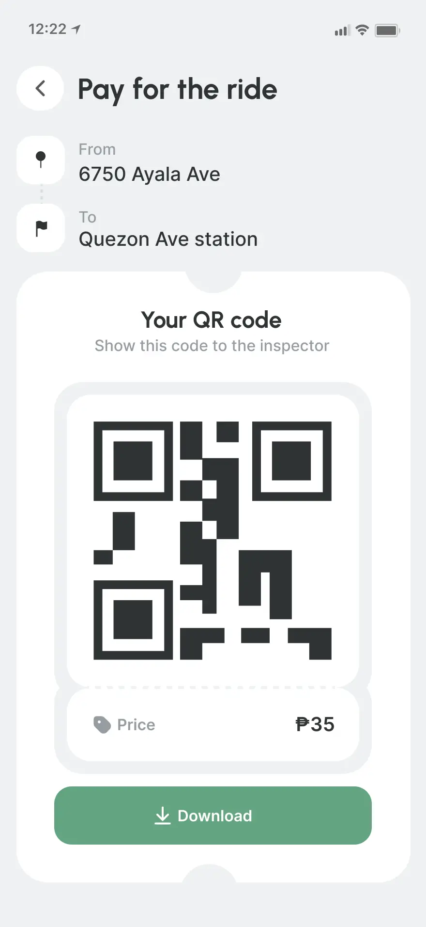 Final design QR payment screen